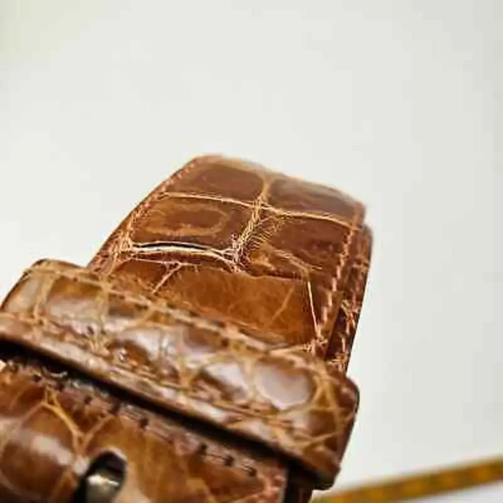 Vintage Ralph Lauren Alligator Leather & Sterling Silver‎ Belt 2268 Men 30 Brown